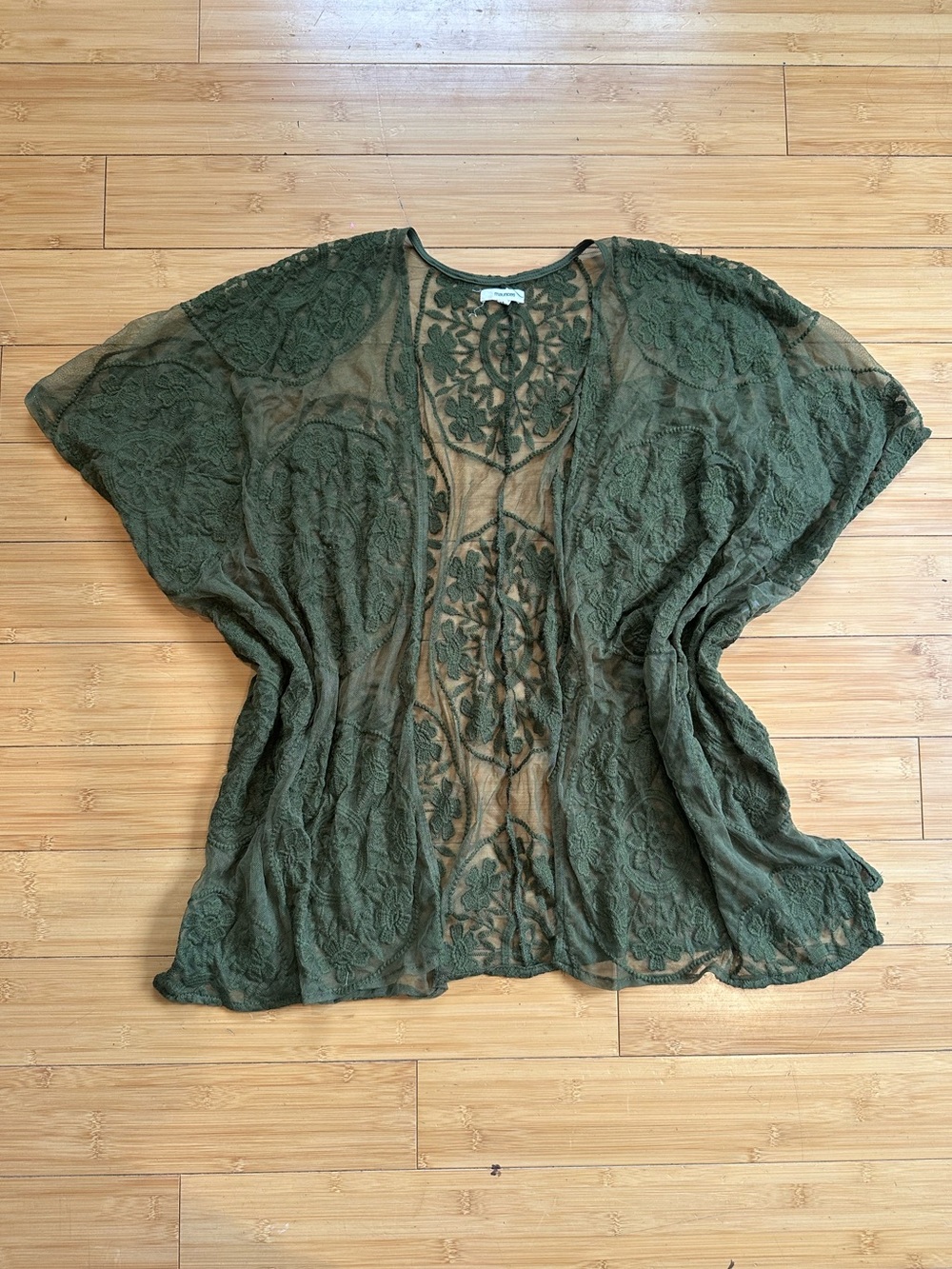 Maurices Olive Green Floral Lace Kimono